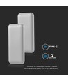 Powerbank 10000mAh, 10W - Argent, affichage LED, incl. câble Type-C 30cm