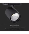 Spot sur rail LED COB 35W - 3000lm, 4000K, 30 degrés, aluminium noir, IP20