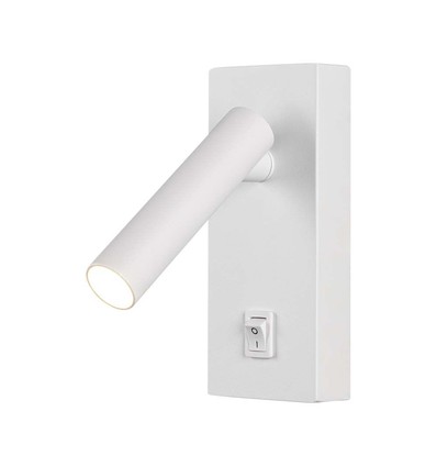 2W LED vægspot med afbryder, firkantet - 150lm, 4000K, hvid, 14,5 x 15 cm