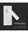 2W LED vægspot med afbryder, firkantet - 150lm, 4000K, hvid, 14,5 x 15 cm