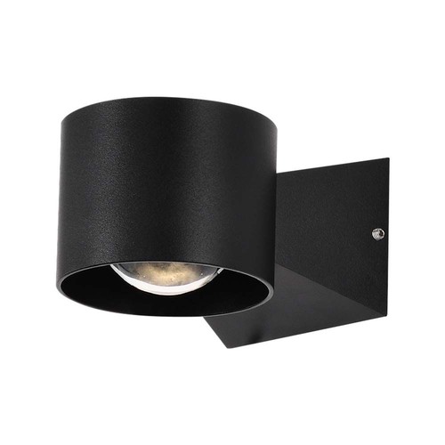 Applique murale LED 5W, ronde - IP65, noir, 3000K, éclairage haut/bas, source lumineuse incluse