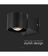 5W LED væglampe, rund - IP65, sort, 3000K, op/ned lys, inkl. lyskilde