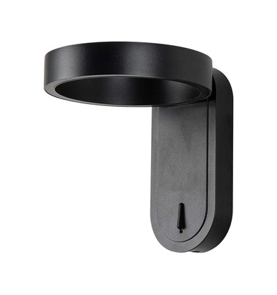 5W roterbar LED vegglampe - IP65, 600lm, 120 grader, sort kropp