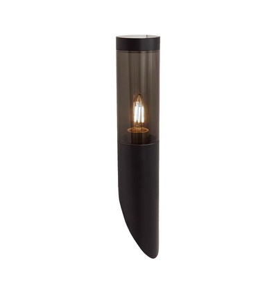 Borne lumineuse noire E27, 40cm - IP44, acier inoxydable, sans source lumineuse, montage jardin/allée