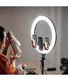 Anneau lumineux LED avec trépied - 55W, Ø44cm, 3 supports pour téléphone, télécommande, 3200K-5800K
