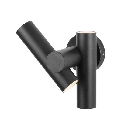 Applique murale 6W avec spot 2 directions - Noir, IP44, angle 90°, réglable, source lumineuse incluse