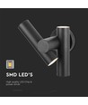 6W wandlamp met 2-weg spot - Zwart, IP44, 90° stralingshoek, verstelbaar, incl. lichtbron