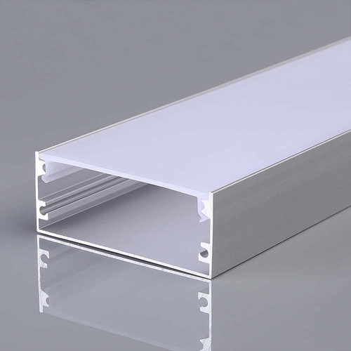 Profilé Alu 2m pour strips LED, 50x20mm - Argent, avec diffuseur givré