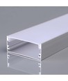 2m Alu profil til LED strips, 50x20mm - Sølv, inkl. mælkehvidt cover