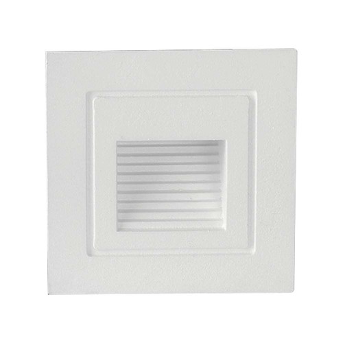 3W LED trappelys for innbygging - IP65, varm hvit, hvit kant, firkantet, 5,8x5,8 cm