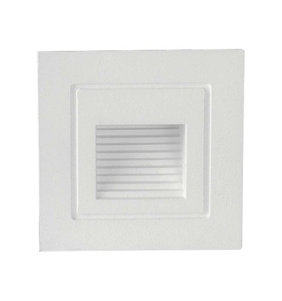 Applique murale LED encastrable 3W - IP65, blanc chaud, bord blanc, carré, 5,8x5,8 cm