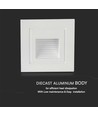 3W LED trappelys til indbygning - IP65, varm hvid, hvid kant, firkantet, 5,8x5,8 cm
