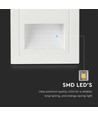 Spot LED encastrable blanc 5W pour escaliers - IP65, 3000K, carré, aluminium