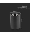 Spot en saillie GU10 - Rond, aluminium noir, 10x6,5 cm, IP20, sans source lumineuse