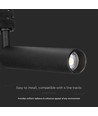 Spot sur rail 7W Samsung LED, RA90, noir - 100lm/W, 5 ans de garantie, IP20 intérieur