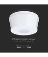 Détecteur de mouvement 360° PIR, 1000W - Montage en saillie, portée jusqu'à 30m, IP20 intérieur, blanc