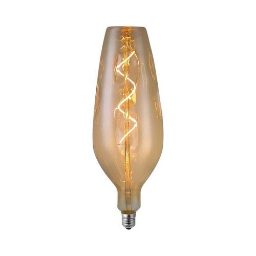 E27 4W LED filament spiralpære - B125, 250lm, 2700K, Amber/Smoky glas, 300° spridning