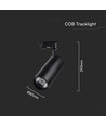 30W/40W trackspot, RA90, zwart - CCT, 35 graden, COB LED
