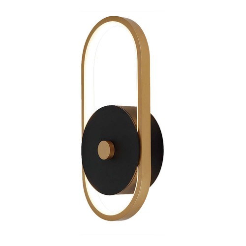 Applique murale extérieure LED 15W - IP54, 1650lm, noir/laiton, 4000K, angle 350°