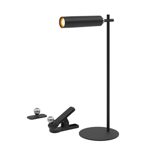 Opladelig 3-i-1 LED lampe - Magnetisk, sort, dæmpbar, inkl. fod og 2 stk. monteringsbeslag