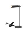 Oppladbar 3-i-1 LED-lampe - Magnetisk, sort, dimbar, inkl. fot og 2 stk. monteringsbraketter