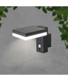 5,5W Solara vegglampe med sensor - Solcelle, PIR sensor, IP54, 3000K, sort, rektangulær