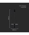 9W LED pendellampe, sort - 1000lm, 120 grader, IP20 innendørs, inkl. lyskilde
