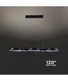 Suspension LED 97cm 38W - 120lm/W, 4560lm, boîtier noir, 3000K, source lumineuse incluse