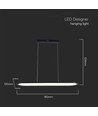 Suspension LED 24W, 80x100cm - Noir, 3000lm, 120 degrés, source lumineuse incluse