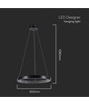 Suspension LED 19W avec cristal acrylique, Ø40cm - Noir, 3000K, 2160lm, IP20 intérieur