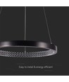 Suspension LED 19W avec cristal acrylique, Ø40cm - Noir, 3000K, 2160lm, IP20 intérieur