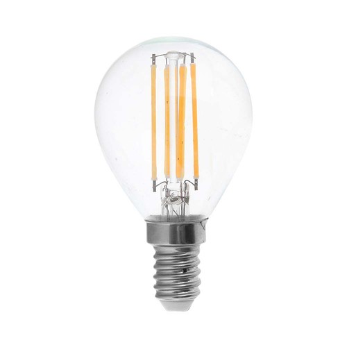 Ampoule LED E14 6W Sphérique - P45, filament, verre clair, 600lm
