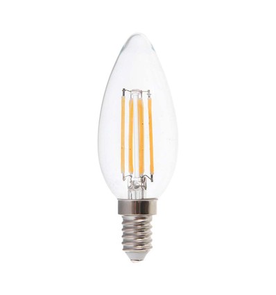 E14 6W LED kronljus - Filament, klart glas, 800lm, 133lm/W