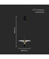 Suspension LED 9W - 3000K, 1000lm, noir/or, 30x320cm, source lumineuse incl.