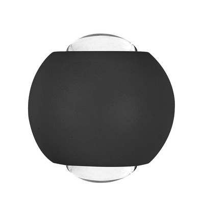 Applique murale ronde 2W bidirectionnelle - IP54, noir, éclairage haut/bas, 3000K, source lumineuse incluse