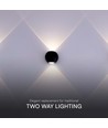 Applique murale ronde 2W bidirectionnelle - IP54, noir, éclairage haut/bas, 3000K, source lumineuse incluse