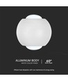 2W wandlamp met up/down licht - IP54, wit, 4000K, aluminium, incl. lichtbron