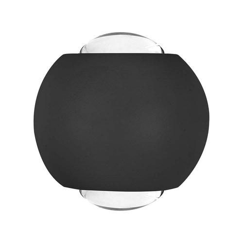 Applique murale LED COB 2W, éclairage haut/bas - IP54, aluminium noir, 3000K, 4,2 x 4 cm