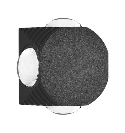 Applique murale COB ronde 4W avec 4 faisceaux - IP54, noir, 3000K, source lumineuse incl.