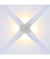 Applique murale LED ronde 4W avec 4 faisceaux - IP54, blanc, 3000K, éclairage 4 voies, design moderne