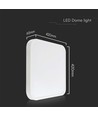 48W LED taklampa - IP44, 42x42cm, höjd 6,5cm, vit kant