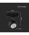 30W LED COB Railschijnwerper - 3-in-1 Zwarte Behuizing