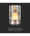 Lampe de table LED 2W rechargeable avec capteur - Or champagne, verre ambré, 3000K, 360 degrés, détecteur de mouvement