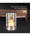 2W LED uppladdningsbar bordslampa med sensor - Champagne guld, bärnstensfärgat glas, 3000K, 360 grader, rörelsesensor
