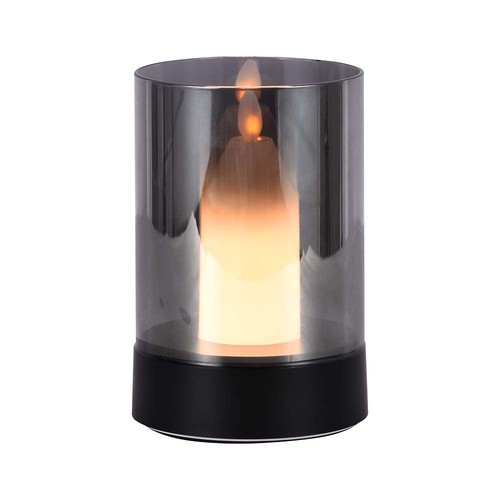 Lampe de table LED 2W rechargeable, variateur à mouvement - Noir/fumé, 3000K, 360 degrés, design élégant