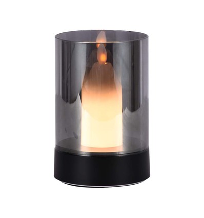 Lampe de table LED 2W à piles avec capteur - Noir, rechargeable, 3000K, 360 degrés, source lumineuse incl.