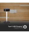 Lampe de table LED 3W rechargeable, 5V - 3-en-1 CCT, dimmable tactile, noir, incl. câble USB