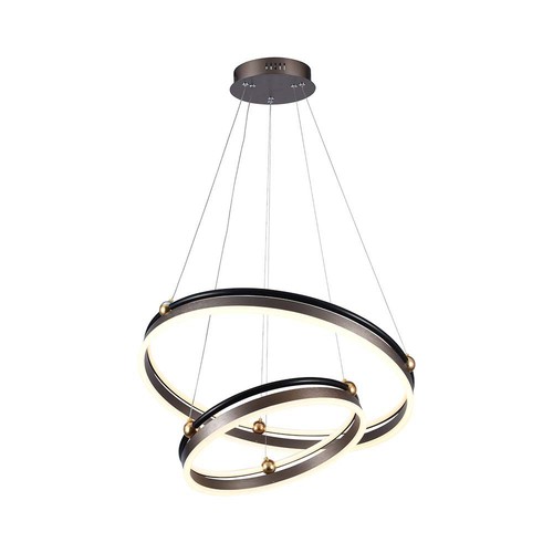 50W LED designer hanglamp - Double ring, koffiebruin, 5850lm, 3000K