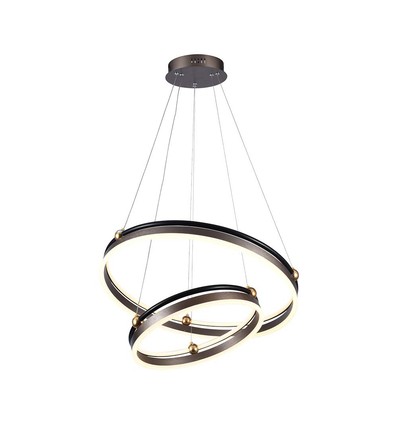 Suspension LED design 50W - Double ring, marron café, 5850lm, 3000K
