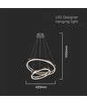Suspension LED design 50W - Double ring, marron café, 5850lm, 3000K
